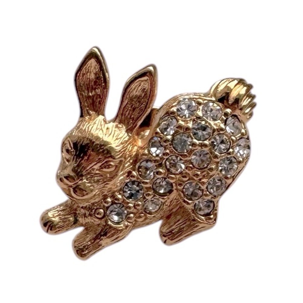 Vintage Avon Gold Tone with Rhinestones Bunny Brooch